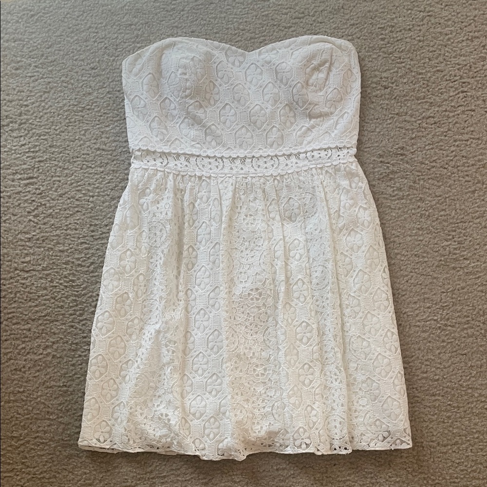 Lily Pulitzer  White Lace Strapless mini Dress